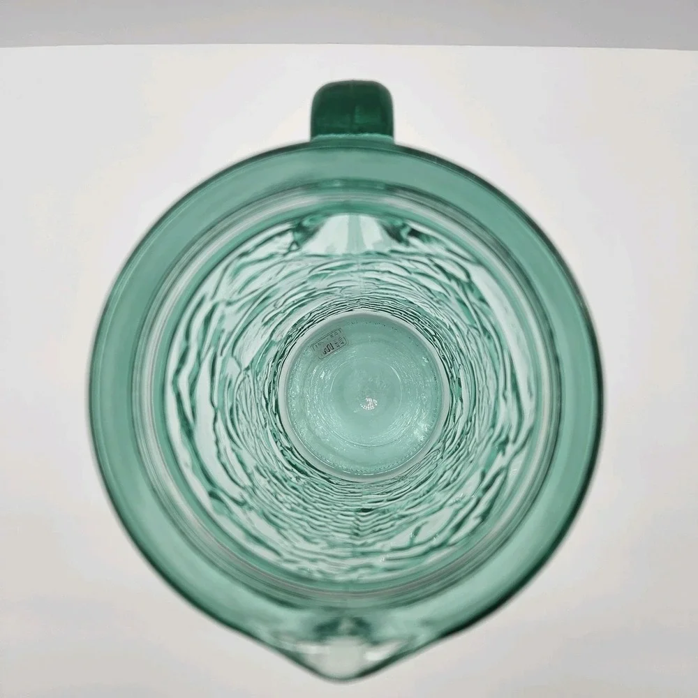 Vetreria Etrusca Italy Green Glass‎ Pitcher Embossed Fruit Grapes Citrus Relief
